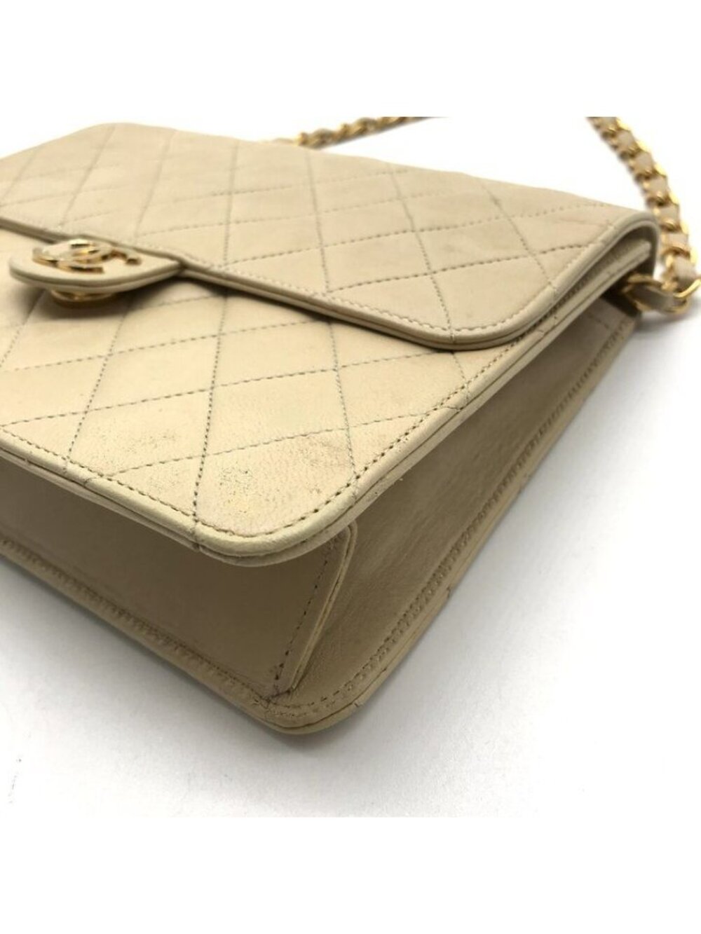 Chanel Quilted Shoulder Bag Chain Gold Beige - Picture 5 of 10